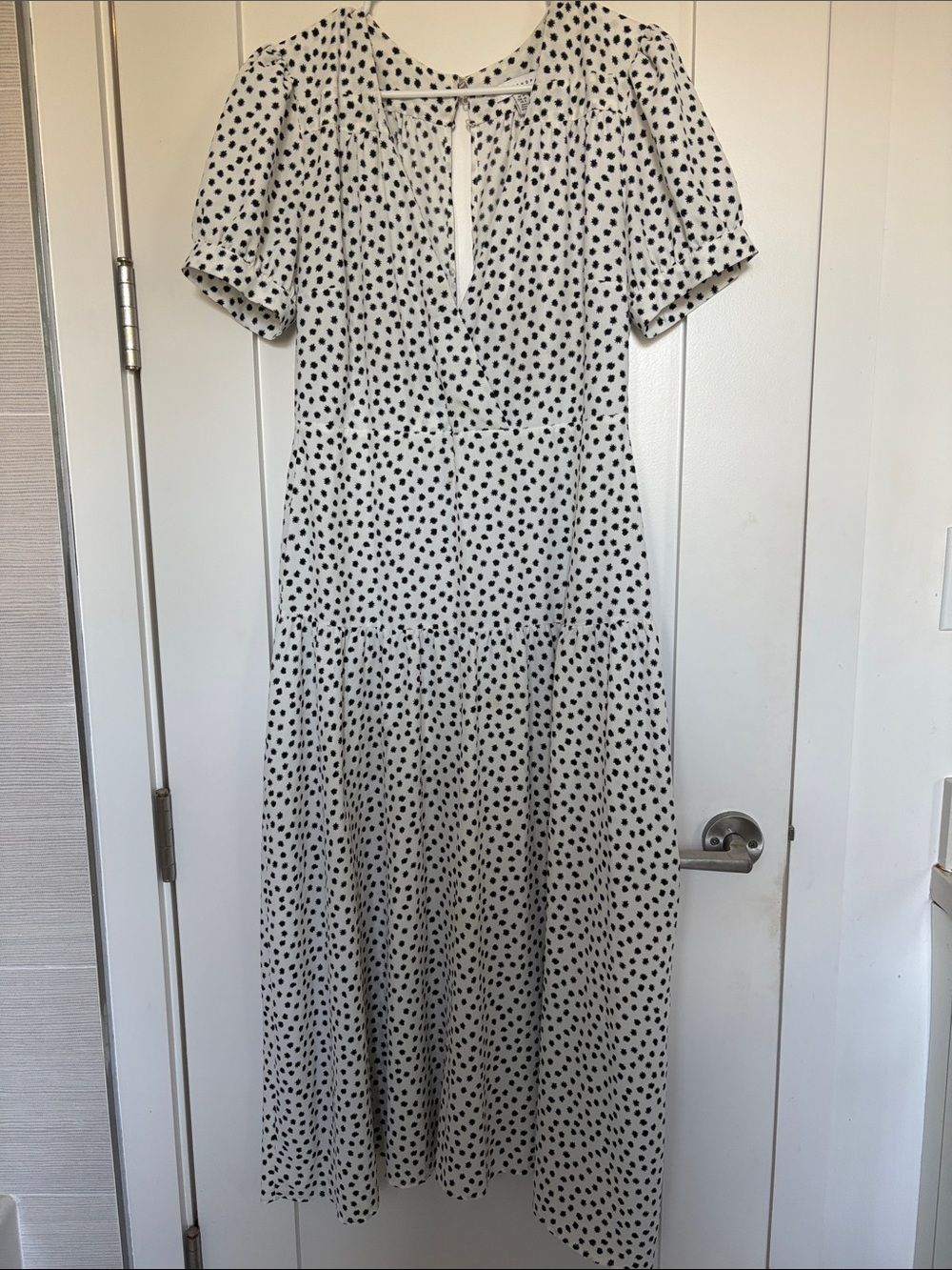 Topshop White Maxi Dress with Black Polka Dots